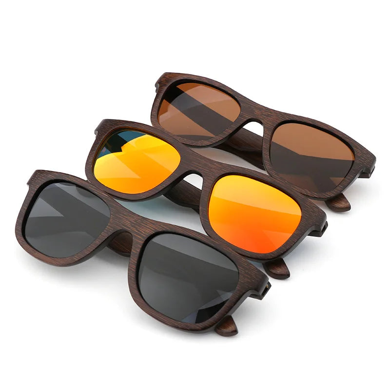 Handmade Polarized Bamboo Sunglasses with Vintage Zebra Design and Glasses Case