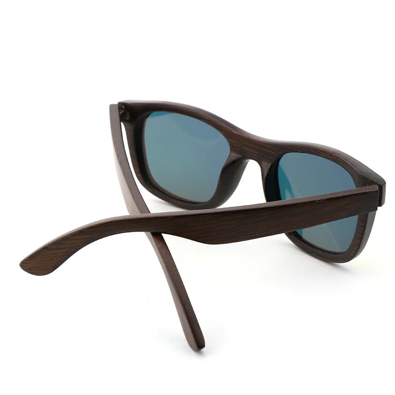 Handmade Polarized Bamboo Sunglasses with Vintage Zebra Design and Glasses Case