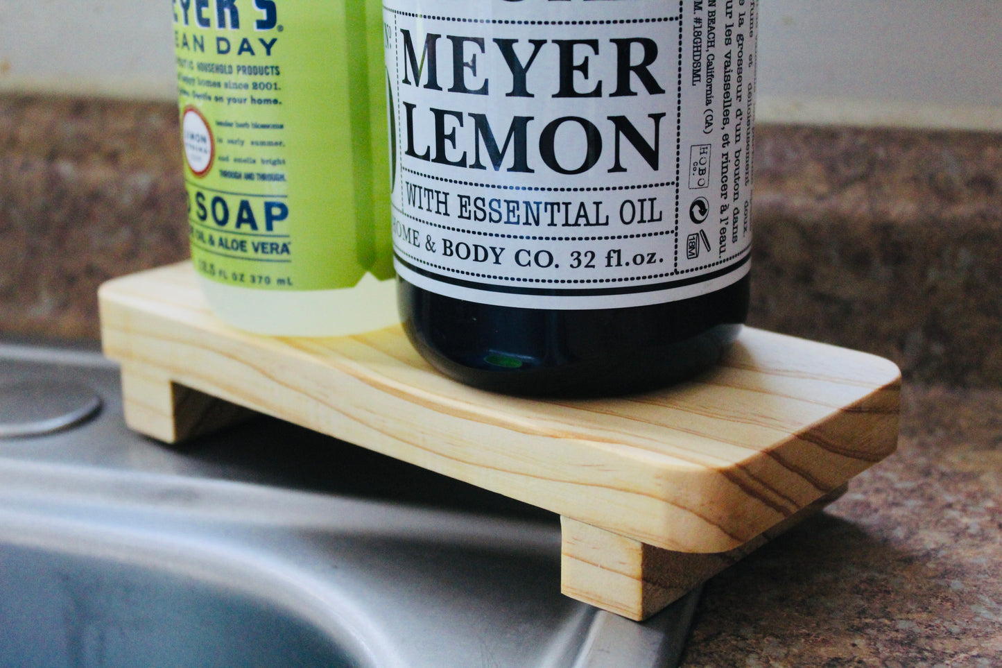 Wood Soap Tray Stand for Kitchen, Sink, Lotion Bottle, Plant, Cosmetic, Decor