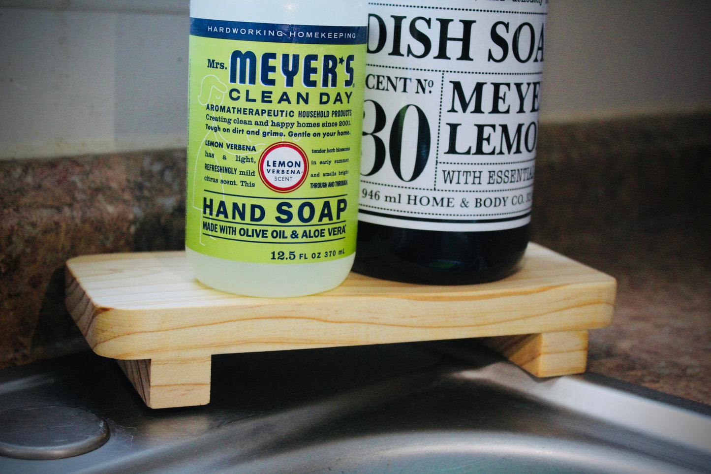 Wood Soap Tray Stand for Kitchen, Sink, Lotion Bottle, Plant, Cosmetic, Decor