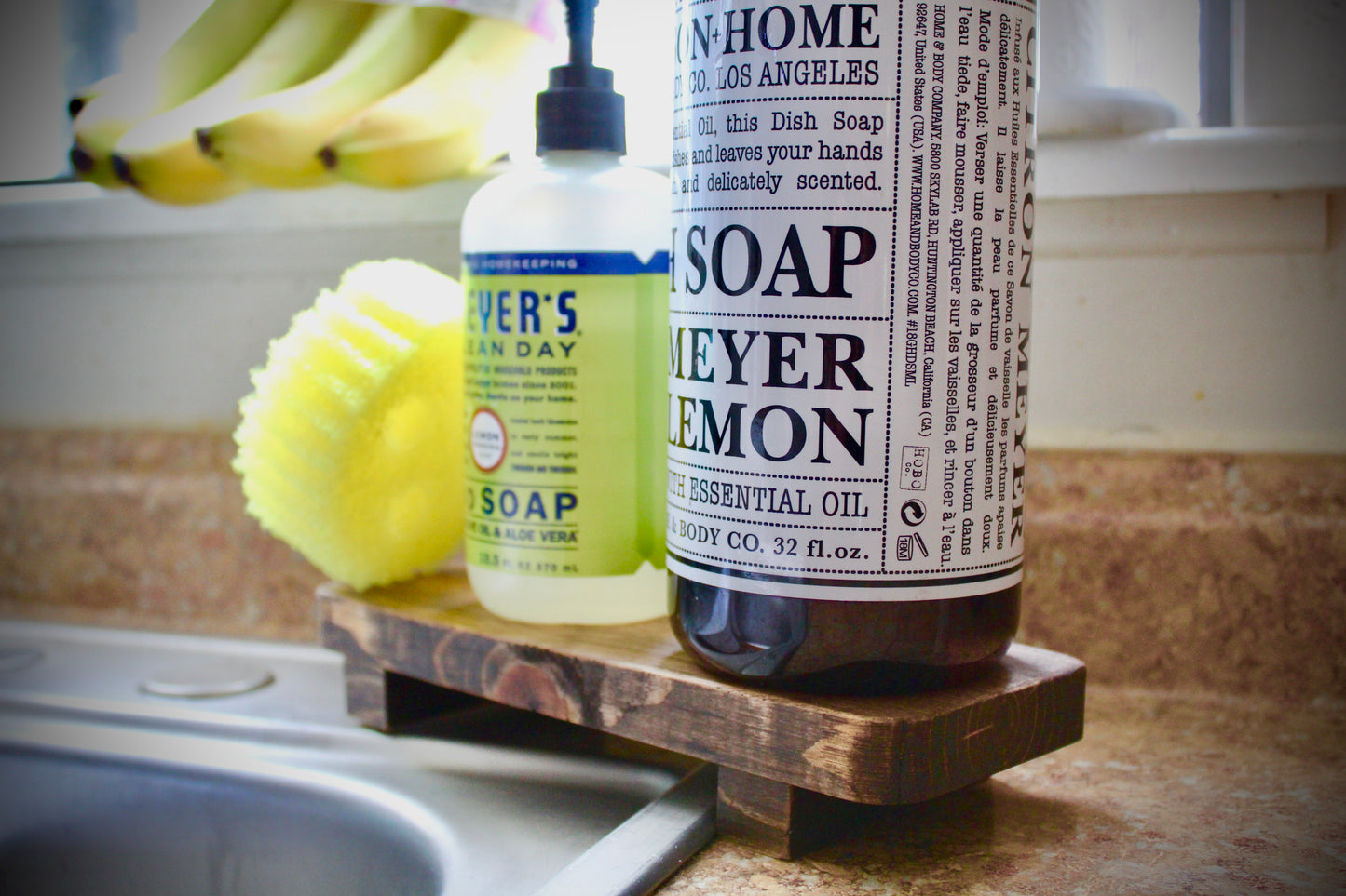 Wood Soap Tray Stand for Kitchen, Sink, Lotion Bottle, Plant, Cosmetic, Decor